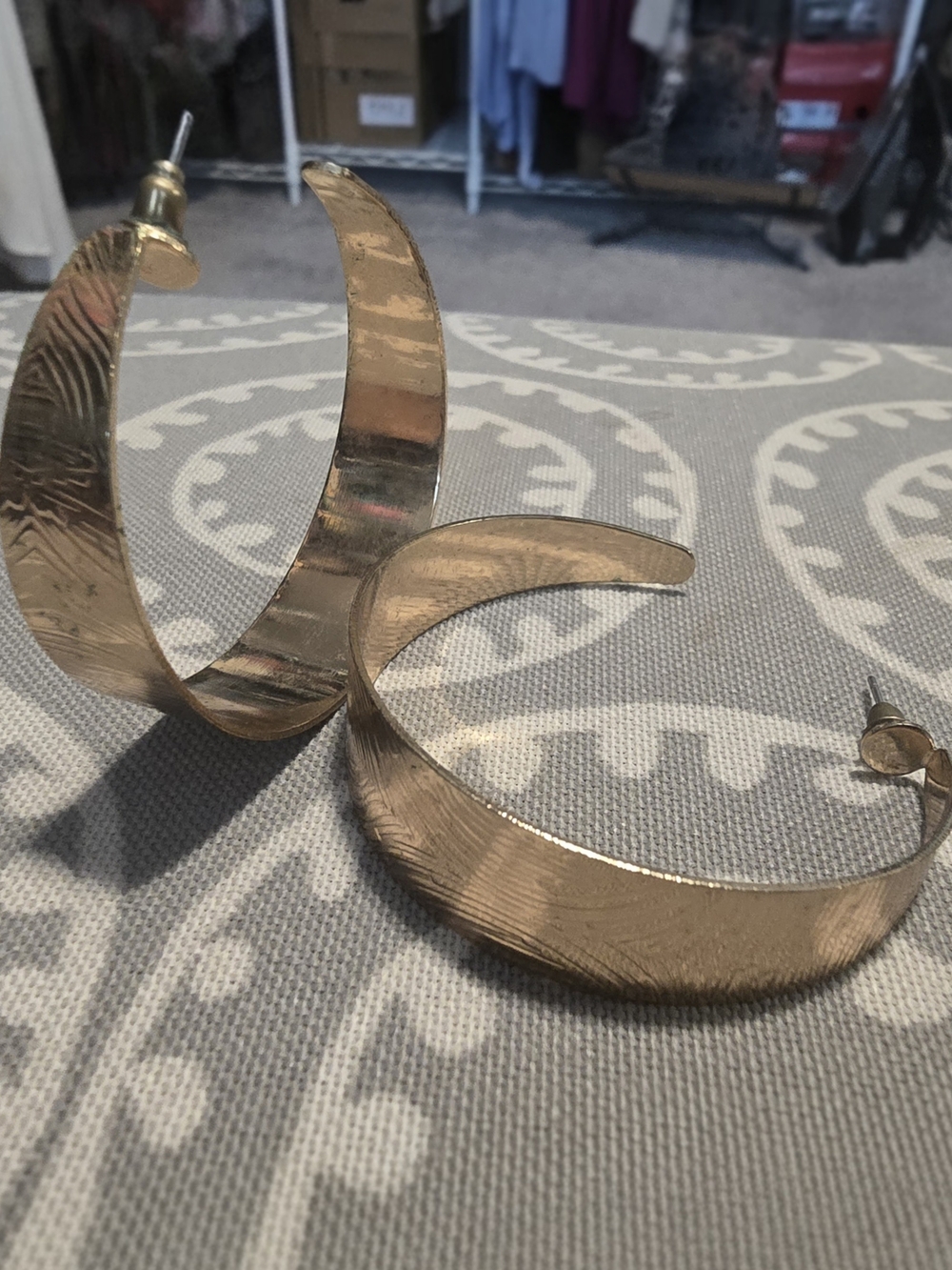 Textured Gold Curved Hoop Earrings